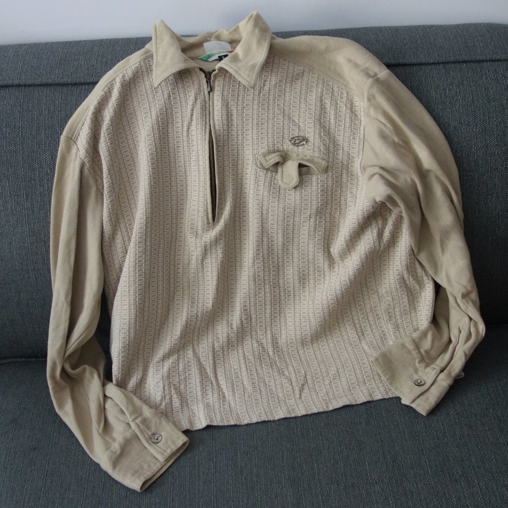 Diesel Industry Zip Up Beige Long Sleeve Shirt Size L